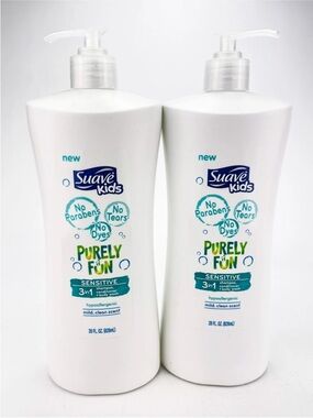 Suave Kids Purely Fun Sensitive 3 in 1 Shampoo Body Wash Conditioner 28oz Pump